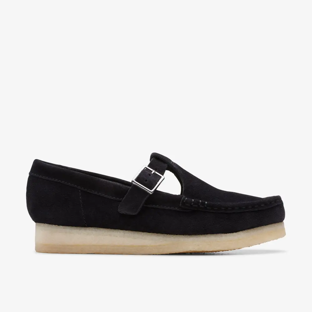 Wallabee T-Bar Damen-Slipper aus schwarzem Wildleder online